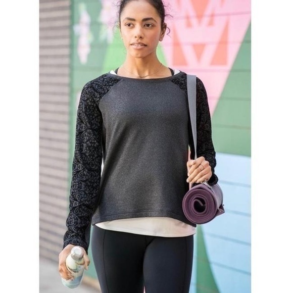 Calia • Onyx Velvet Pieced Sweatshirt Gray - Picture 1 of 7